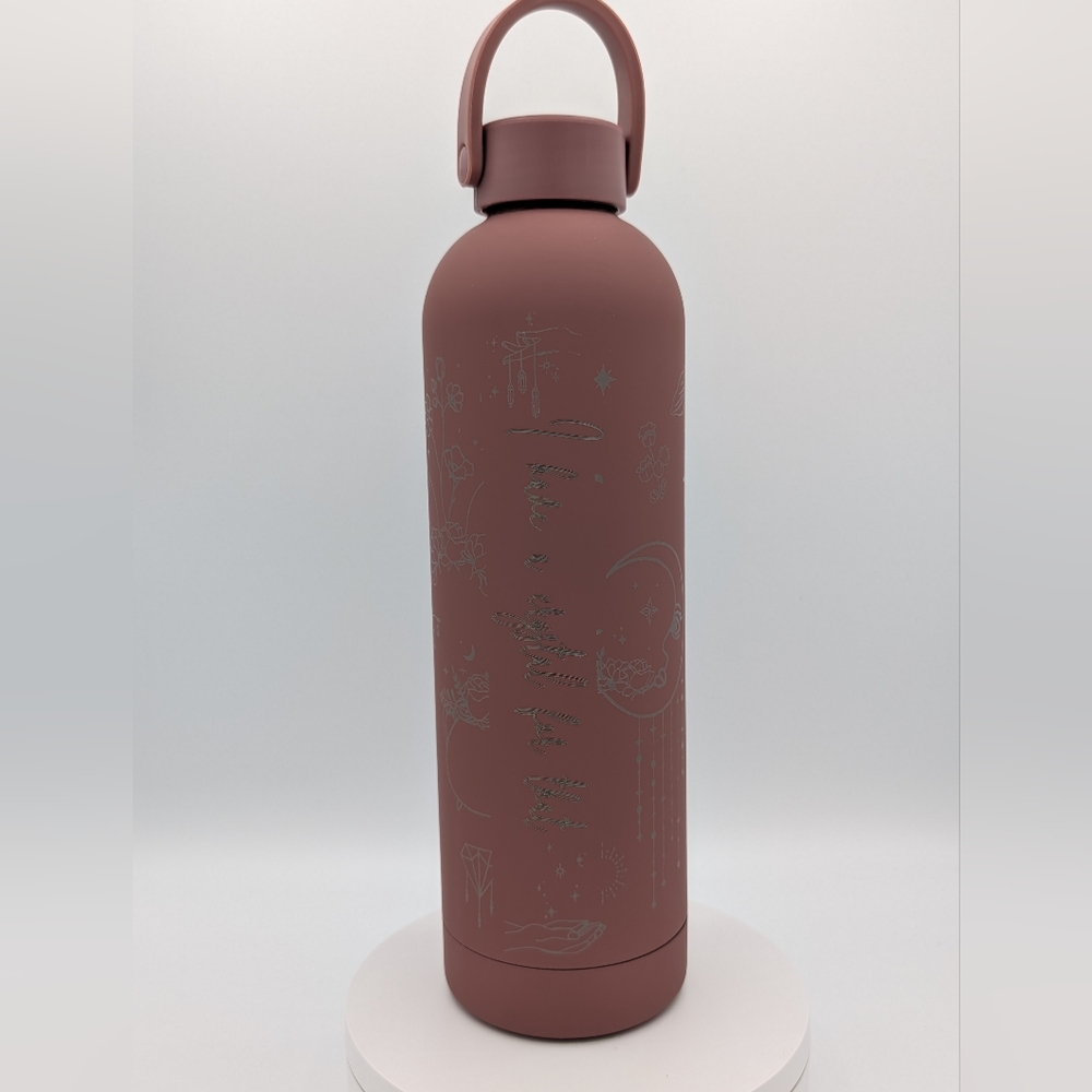 Red Clay Insulated Water Bottle with Celestial Design